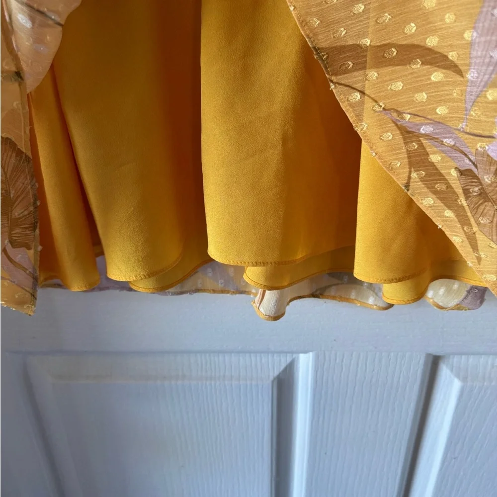 TED BAKER “Posyy” Yellow Mini V Neck Floral Dress w pockets - Picture 8 of 14